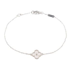 Van Cleef & Arpels Sweet Alhambra Diamond Bracelet in 18K White Gold (Silver ...